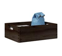Wooden Box Black 40x30x13 cm Solid Pine Storage Box with Hinged Lid Unfinished