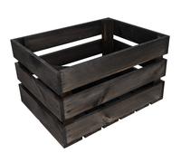 Creative Deco Large Black Wooden Crate with Handles | 50x40x30cm | Keepsake Chest Wooden Storage Box Gift Box | Vintage Farmhouse Display Basket