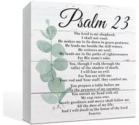Wooden Box sign Christian Bible Decor "Psalm 23 The Lord Is My Shepherd" Rustic Plaque ideal for home prayer corner church office desk bedroom shelf or faith-themed space 5x5Inch
