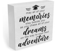 Wooden Box Sign - Country Graduation Quote Decor Sign Grad Quote Block for Home 5x5Inch
