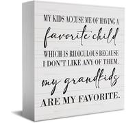 Wooden Box Sign - "Grandma'S Favorite Grandkids" Rustic Decorative Sign for Home Office & Desk 5x5Inch