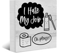 Wooden Box sign Inspirational Bathroom Decor Farmhouse Wood Block Plaque Country Home Restroom Toilet Shelf Decor 5x5inch