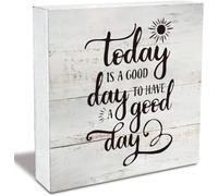 Wooden Box sign Rustic Daily Motivational Decor "Today" Quote Wooden Box Sign ideal for home office desks bedroom shelves living room tables or daily positivity prompts 5x5Inch