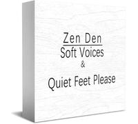 Wooden Box Sign - Zen Den "Soft Voices And Quiet Feet Please" Classic Decor Sign 5x5Inch
