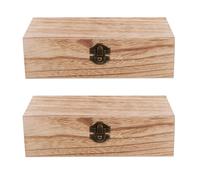 Wooden Box with Hinged Lid: 2PCS Rustic Wood Storage Box Lid Decorative Wooden Jewelry Makeup Boxes for Home Table Decoration - 20 X 10 X 6 Cm