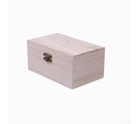 Wooden Box, Wood Wooden Square Hinged Storage Boxes, Plain Unpainted Unfinished Present Box, DIY Handmade Keepsake Memory(L)
