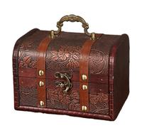 Wooden Boxes for Storage - Wooden Retro Box,Small Wooden Treasure Boxes with Handle and Lock, Decorative Vintage Style Trunks for Jewelry Keepsakes, Coin Collection