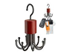 Wooden Bra Hanger for Closet - Rotating Storage Rack with 8 Foldable Hooks and Securing Clips, Space Saving Organizer for Tank Tops Belts Scarves, 360° Swivel Design for Bedroom Wardrobe Apartment Dor