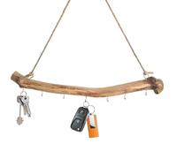 Wooden Branch Wall Hanger - Rustic Display Decor for Room Accent | Real Wood Stick with Rope Suspension, Handmade Look Finish, Hanging Organizer for Art Crafts Plants Home Decoration