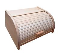 Wooden Bread Bin with Roll Top or Drop Down Door Box for Storage Loaf Kitchen 24 types (Large, Natural Wood)