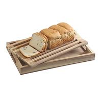 Wooden Bread Cutting Board Tray with Crumb Catcher Holder for Serving and Slicing Homemade Bread