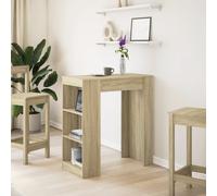 Wooden Breakfast Bar Table, Kitchen Table w/ 3Storage Compartments, Coffee Table