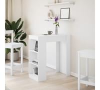 Wooden Breakfast Bar Table, Kitchen Table w/ 3Storage Compartments, Coffee Table