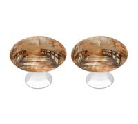 Wooden Bridge Art Cabinet Knobs, 2-Pack Silver Stainless Steel Drawer Pulls with Screws, Elegant Hardware for Dressers, Kitchen,Cabinets & Desks