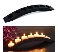 Wooden Bridge Candle Holders 15 inch in Length, Long Tea Light Candle Holders Bar, 7 Candle Seat-Black