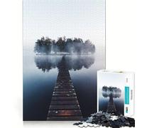 Wooden Bridge on Island Jigsaw Puzzle 1000 Piece Mental Exercise Fun Seamless Fit Precise Pieces Engaging Way to Pass Free Hours (50x75cm)