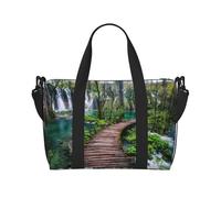 Wooden Bridge Print Travel Duffle Bag Lightweight Weekend Bag Travel Bag Holdall with Adjustable Strap for Weekend Trips Gym Travel Daily Use