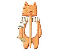Wooden Brooch - Stylish Cat Design, Funny Cartoon Outfit Decoration | Lightweight Animal Pin for Clothing, Daily Fashion, Social Events, Personal Style, Se référer au descriptif, Wooden, 1