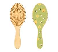 Wooden Brush Bee Happy Sweet Honey Hive Paddle Brush for Fine Hair Wood Hair Brushes for Women Natural Wood Brush