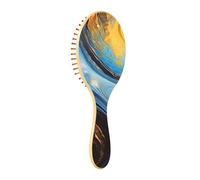 Wooden Brush Blue Gilt Marble Paddle Hairbrush For Women Wooden Brush For Hair Hair Massage Brush