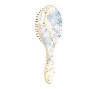Wooden Brush Blue Gold Marble Paddle Hair Brush For Women Wooden Brush For Hair Massage Hair Brush