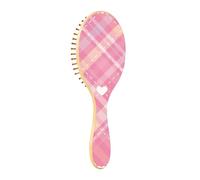 Wooden Brush Buffalo Plaid Check Tartan Scotland Peach Love Wood Paddle Brush Wooden Brush For Hair Growth Wooden Massage Hair Brush