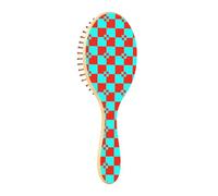 Wooden Brush Buffalo Plaid Red Cyan Wooden Paddle Brush Wooden Brush For Hair Massage Hair Brush