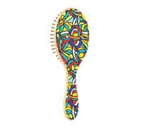 Wooden Brush Mandala Stained Glass Colorful Wood Paddle Hair Brush Wood Hair Brushes For Women Natural Hair Brush