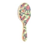 Wooden Brush Paddle Hair Brush For Women Wooden Brush For Hair Growth Natural Hair Brush Elephant Peacock Tropical Animals