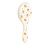 Wooden Brush Paddle Hairbrush For Women Wooden Hair Brushes For Women Brush For Natural Hair Cute Tigers Cub Pattern White Background