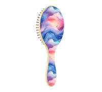Wooden Brush Royal Blue Rainbow Pattern Wooden Paddle Hair Brush Wooden Hairbrush For Women Natural Hair Brush