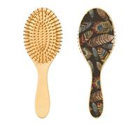 Wooden Brush Tropical Peacock Bird Feather Paddle Hair Brushes for Women Wood Hair Brushes for Women Wooden Massage Hair Brush