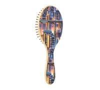 Wooden Brush Uturistic Cityscape High-tech Elements Paddle Hair Brushes For Women Wood Hairbrush Natural Hair Brush