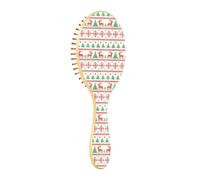 Wooden Brush Wooden Paddle Hair Brush Wooden Hair Brushes For Women Wooden Massage Brush Merry Christmas Reindeer and Gift Red Green