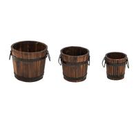 Wooden Bucket Planter Set Flower Pot Plant Pot 3 Piece Solid Wood Fir vidaXL