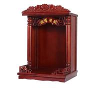 Wooden Buddha Altar Cabinet, Hand-Carved Temple Shelf for Wall-Mounted Statue Display and Offerings