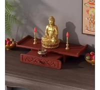 Wooden Buddha Altar Shelf Stand, Wall-Mounted Shrine Altar, Thickened Solid Wood, Extendable Pull-out Shelf, Ideal for Meditation and Buddhist Worship(Desktop,S)