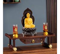 Wooden Buddha Altar Table for Worship, Personal Shrine Stand, Prayer Meditation Table with Pull-Out Drawer - Compact Design for Small Spaces