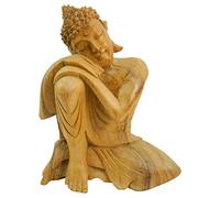 Wooden Buddha Carving - Hand Carved Thai Sleeping Buddha 30cm - Natural
