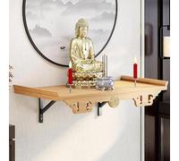 Wooden Buddha Shrine Wall-Mounted Altar, Space Saving Small Buddhist Decor for Home, Perfect for Meditation and Spiritual Space, 40x25cm