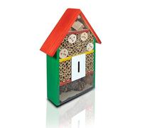 Wooden Bug & Bee House - Freestanding or Wall Mounted Colourful Outdoor Garden Insect Hotel Shelter Nesting Box Habitat for Bees, Butterflies, Moths, Ladybirds - H39.5 x W25 x D9cm