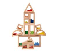 Wooden Building Blocks - 15PCS Sensory Educational Toy Set Portable Learning Kit 31cm | Kids Sorting Game, Early Development Toy for Boys Girls Age 4 5 6 Classroom Home Travel Gift