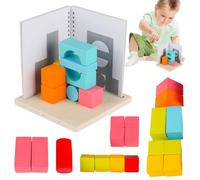 Wooden Building Blocks Building Blocks Toy - Colorful Stacking Blocks Toys,Geometric Brick Shapes Educational Logic Thinking Space Game for Home School Educational Logic Thinking Space Game for Home