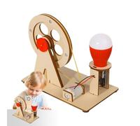 Wooden Building Kit Hand Generator Crank Electricity - DIY STEM Electromagnetic Induction LED Light Bulb Lantern Science Project Portable Lightweight Energy Conversion | Kids Boys Girls Ages 6-12