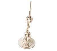 Wooden Building Model Puzzle, Oriental Pearl Tower Assembly Project, 13.78 in Classroom for Family Activity and Desk Display Wooden Tower Model Assembly Puzzle Landmark Classroom Project