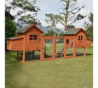 Wooden Bunny Cage, 2-Story Rabbit Hutch with No Leak Tray, All-weather Outdoor Rabbit Coop for Chicken, Duck, Guinea Pig
