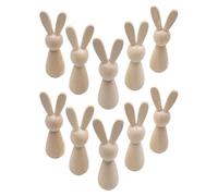 Wooden Bunny Dolls, Animal Statue Figurines, 3.54 Inches Set with Strong Build, Easter Peg Figures, Modern Craft with Decorative Style, Holiday Accessories for Party Decorations Projects and Home Arts