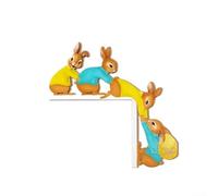 Wooden Bunny Door Corner Easter Decor Vintage Spring Decorations Four Playful Bunnies Dual Sided For Door Frames Shelves Monitors Lightweight Wood With Adhesive-Dots