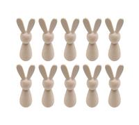 Wooden Bunny Peg Dolls - Wooden Peg Dolls | Rabbit Figures, 10 Unpainted Easters Figurines DIY Handicrafts Woodens Coloring Clips Painting Activity, Kids Holiday Craft Decoration Easter Table