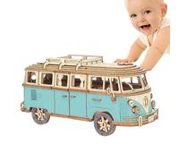 Wooden Bus Puzzle - 3D Tour Construction Toy, Educational Assembly Kit | Creative Wooden Vehicle Model, DIYs Bus Craft Puzzle Set, Brain Training Learning Toy for Kids Adults Family Time